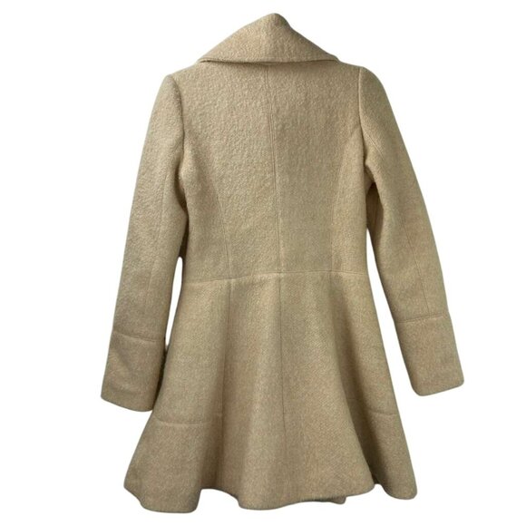 Vintage Guess Women's S Peacoat Cream Wool Blend Double Breasted Fit Flare Coat - Picture 2 of 16